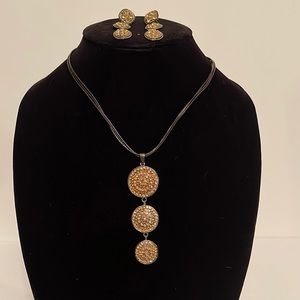 Macy’s Gold And Black Necklace and Earrings